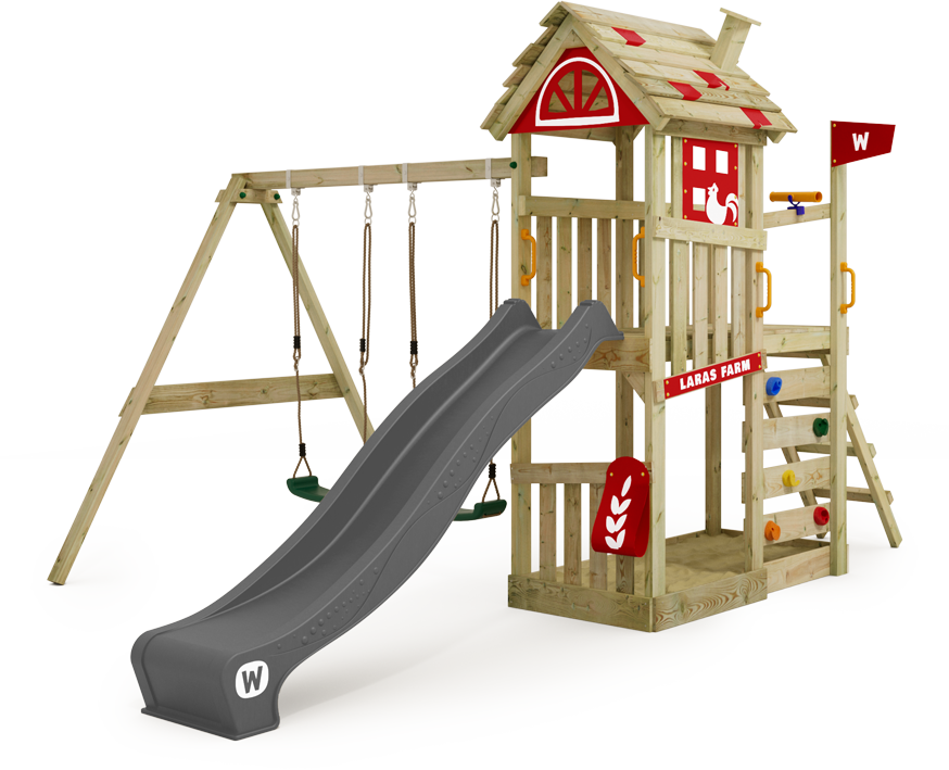 Aire de jeux Wickey FarmFlyer avec différents modules d'extension