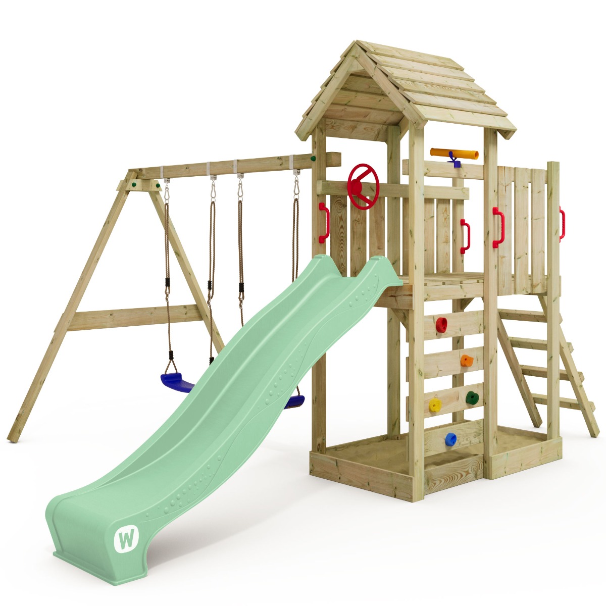 Aire de jeux Wickey MultiFlyer avec toit en bois